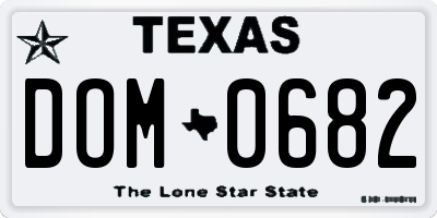 TX license plate DOM0682