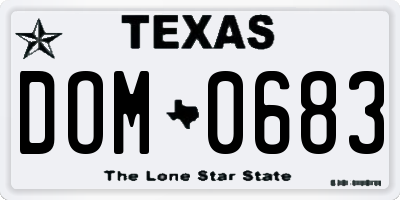 TX license plate DOM0683