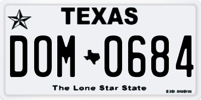 TX license plate DOM0684