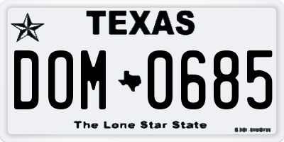 TX license plate DOM0685