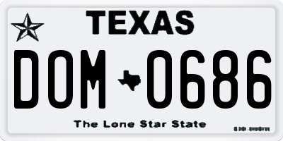 TX license plate DOM0686