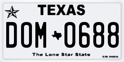 TX license plate DOM0688