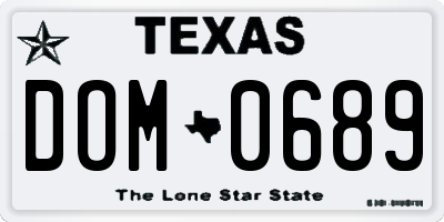 TX license plate DOM0689