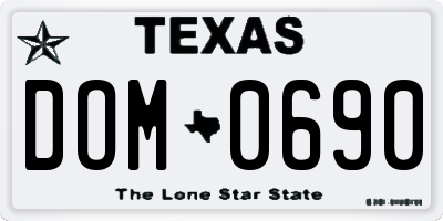TX license plate DOM0690