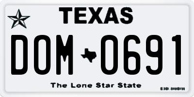 TX license plate DOM0691