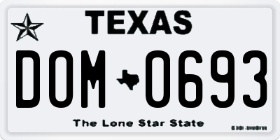 TX license plate DOM0693