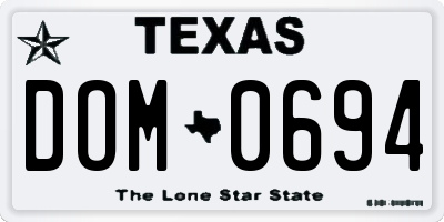 TX license plate DOM0694