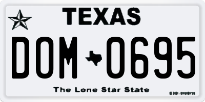 TX license plate DOM0695