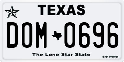 TX license plate DOM0696