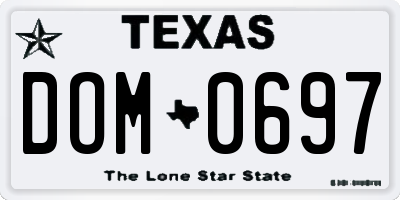 TX license plate DOM0697