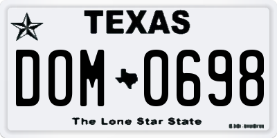 TX license plate DOM0698