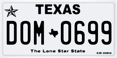 TX license plate DOM0699