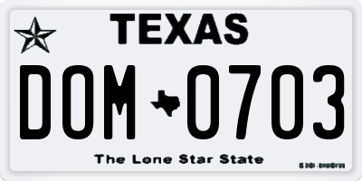 TX license plate DOM0703