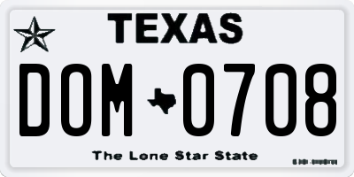 TX license plate DOM0708