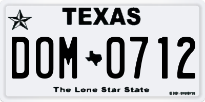 TX license plate DOM0712