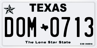 TX license plate DOM0713