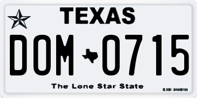 TX license plate DOM0715