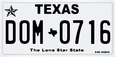TX license plate DOM0716