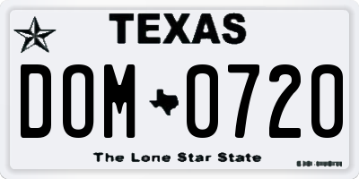 TX license plate DOM0720