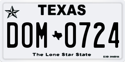 TX license plate DOM0724