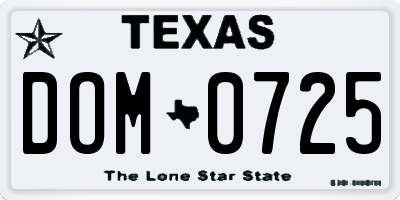 TX license plate DOM0725