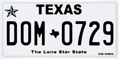 TX license plate DOM0729