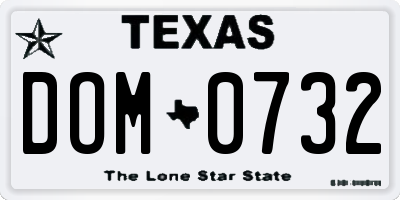 TX license plate DOM0732
