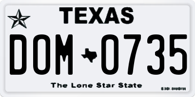 TX license plate DOM0735