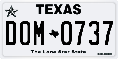 TX license plate DOM0737