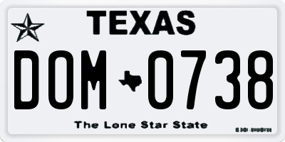 TX license plate DOM0738