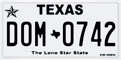 TX license plate DOM0742