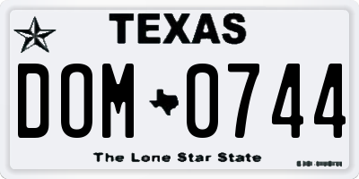 TX license plate DOM0744