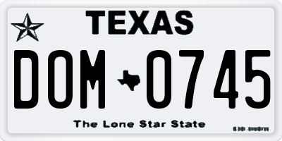 TX license plate DOM0745
