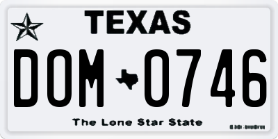 TX license plate DOM0746