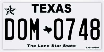 TX license plate DOM0748