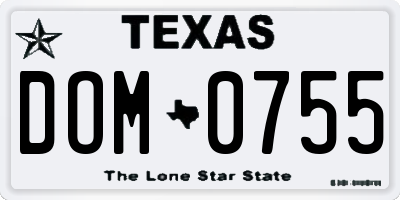 TX license plate DOM0755