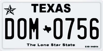 TX license plate DOM0756