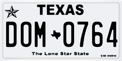TX license plate DOM0764