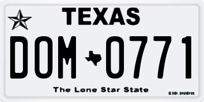 TX license plate DOM0771