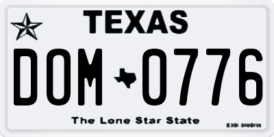 TX license plate DOM0776