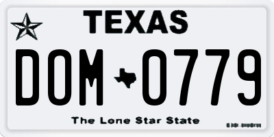 TX license plate DOM0779