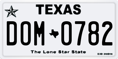 TX license plate DOM0782
