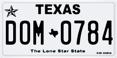 TX license plate DOM0784