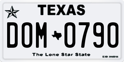 TX license plate DOM0790