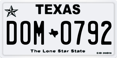 TX license plate DOM0792