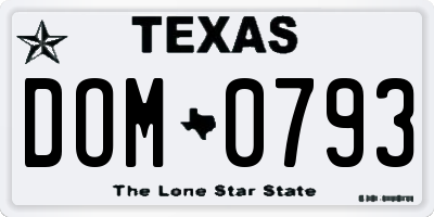 TX license plate DOM0793