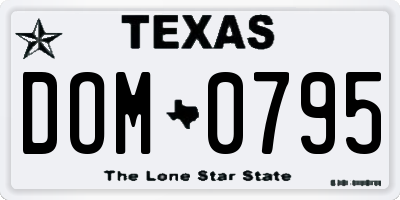TX license plate DOM0795