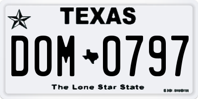 TX license plate DOM0797