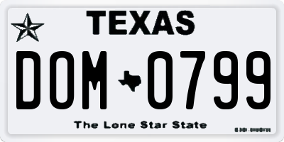 TX license plate DOM0799
