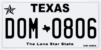 TX license plate DOM0806